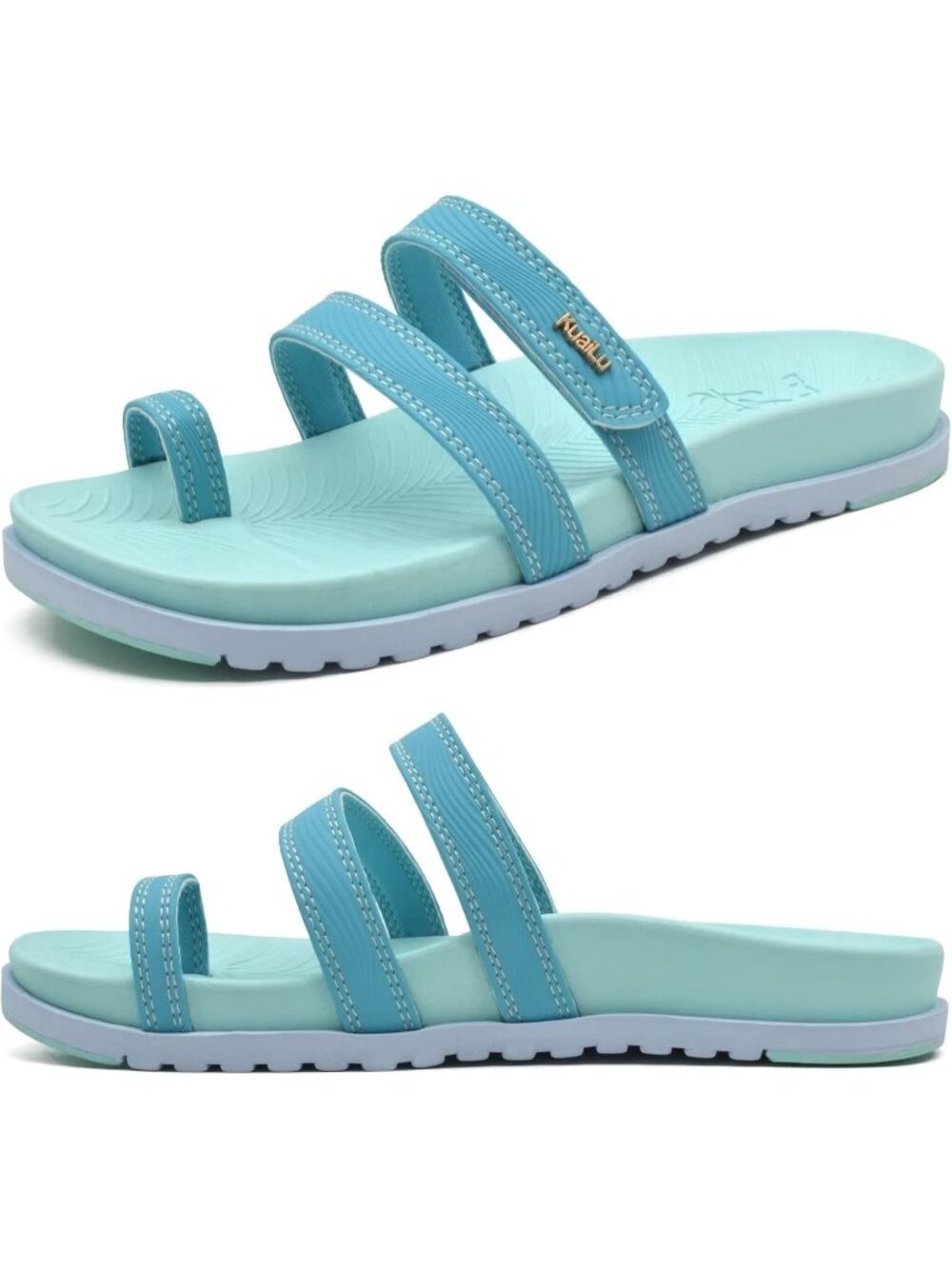 Women's Blue Slides Sandals With Arch Support Comfort Plantar Fasciitis